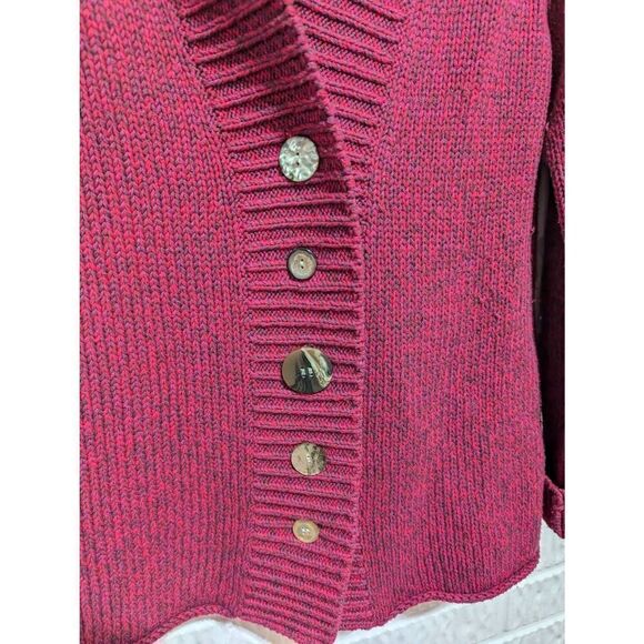 J. Jill Women's Red Variegated Yarn Assorted Button-Front Cardigan Sweater Size - Picture 3 of 6